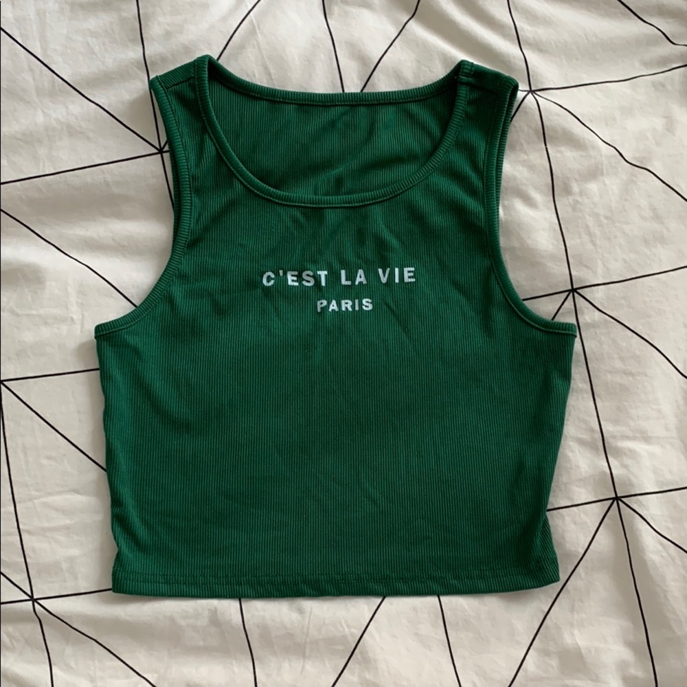 Green C'est La Vie Paris Tank Top